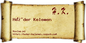 Héder Kelemen névjegykártya